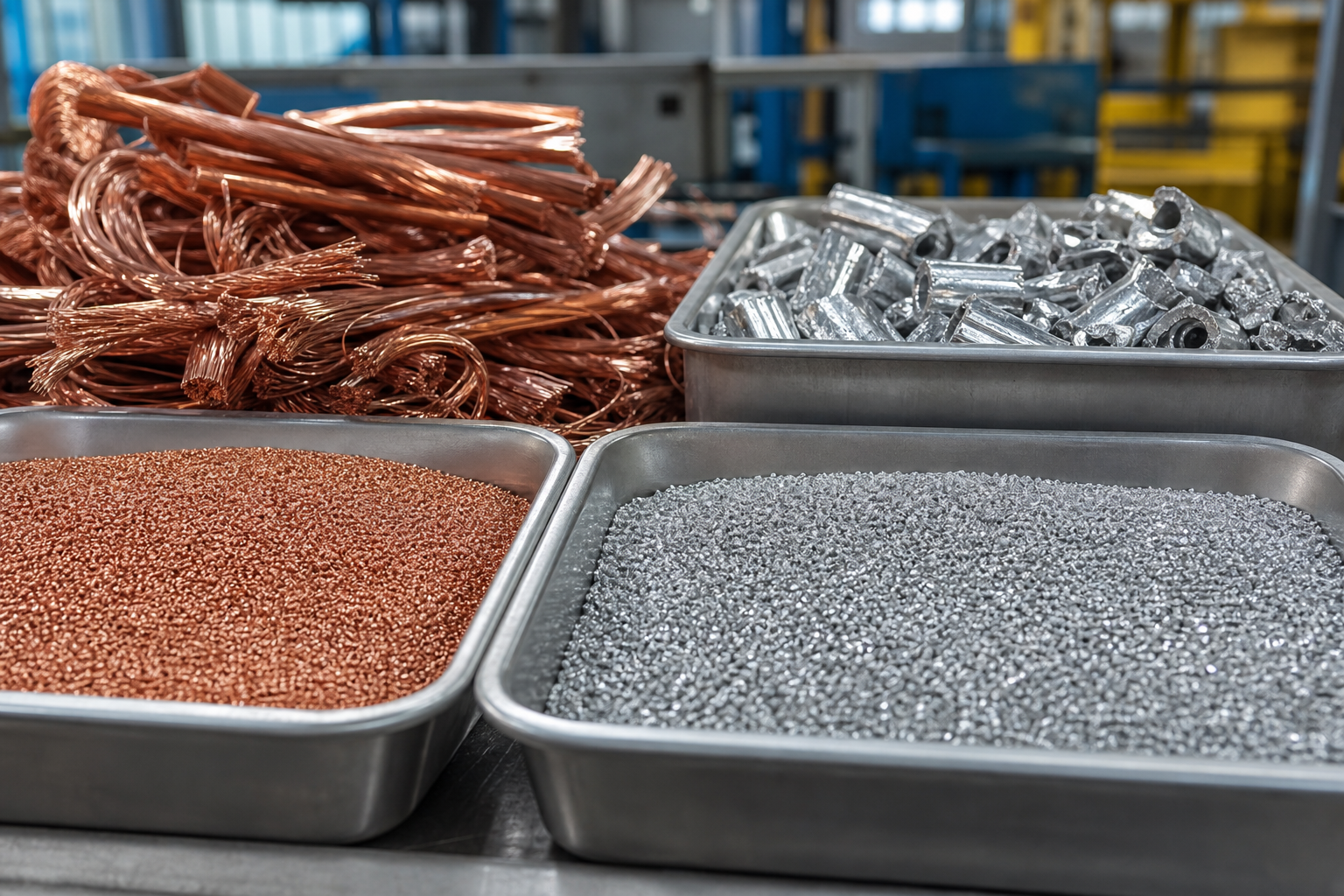 Recovered copper and metals from e-waste recycling