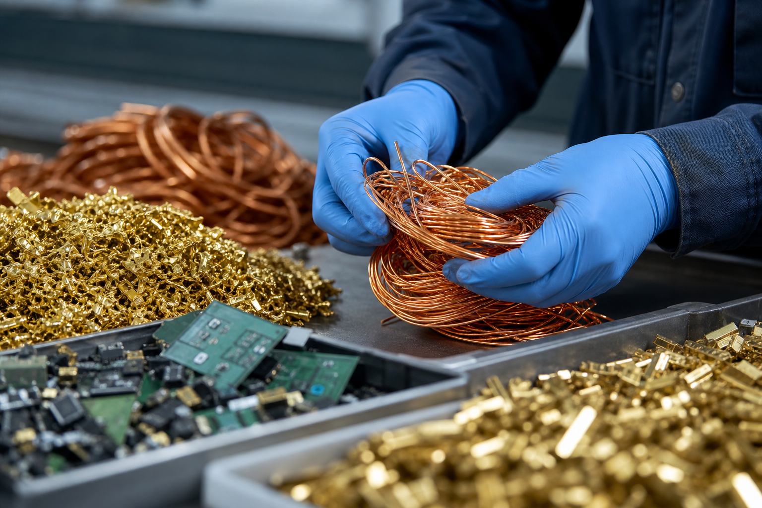 Recovered copper and precious metals from recycled e-waste